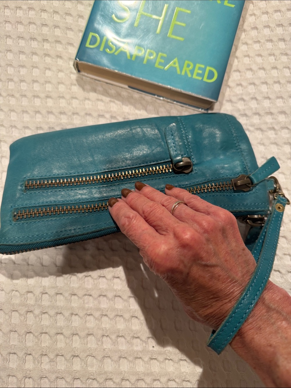 Anthropologie Teal Leather Wristlet Clutch. Holding Horses 🐎